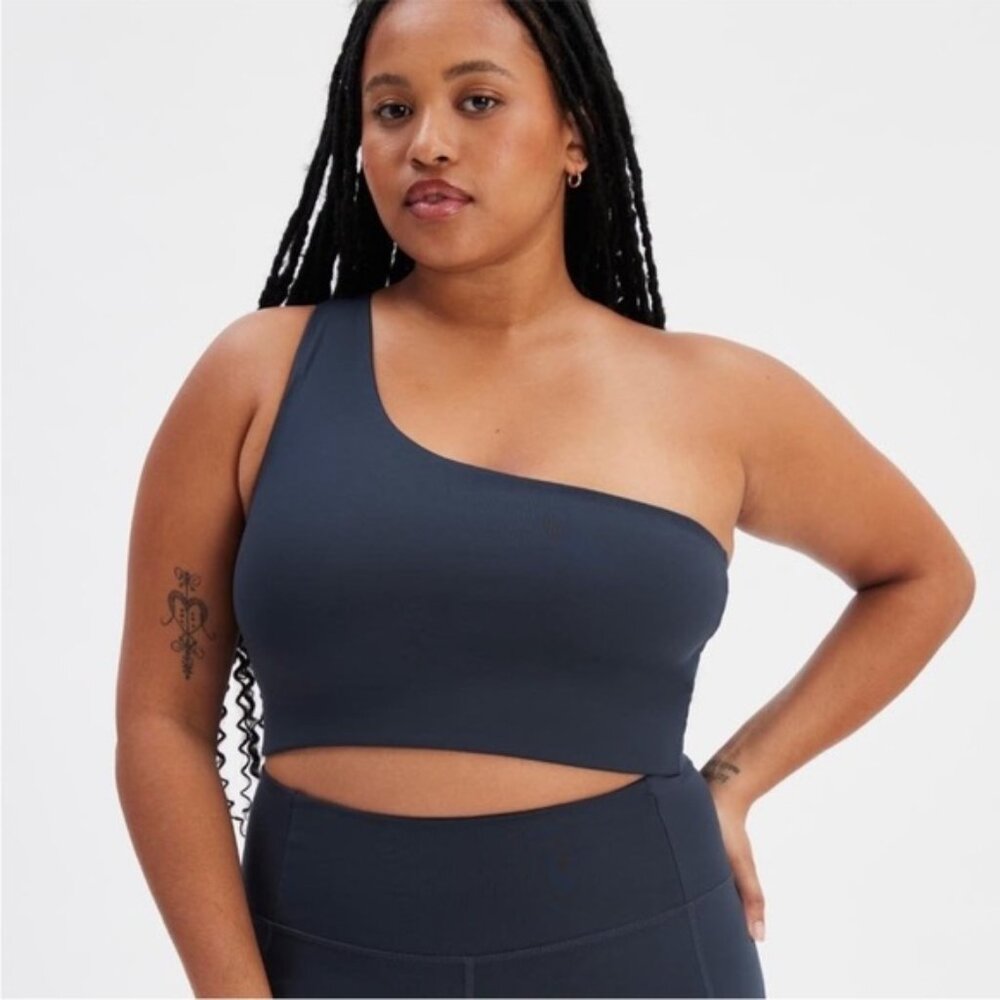 NWT Girlfriend Collective Womens Blue Bianca One Shoulder Bra Size XL